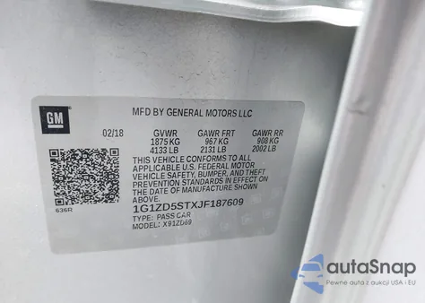 2018 Chevrolet Malibu Lt z USA, uszkodzony, nr VIN 1G1ZD5STXJF187609